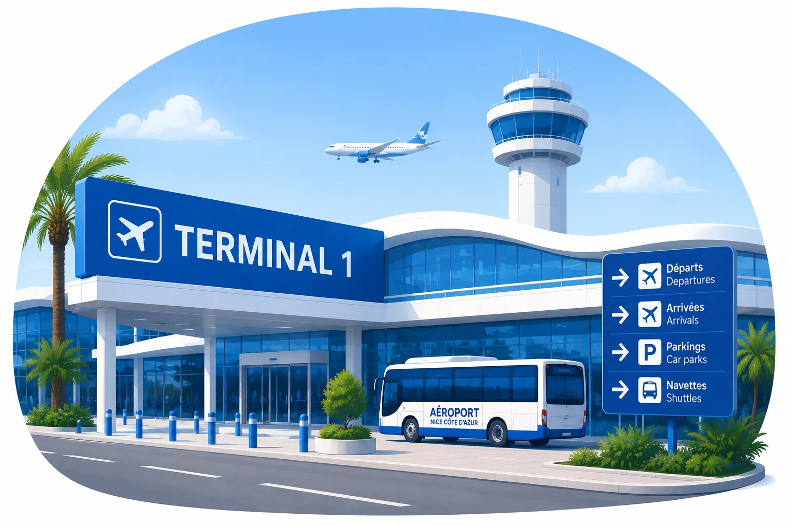 Illustration du Terminal 1 de l'aéroport Nice-Côte d'Azur