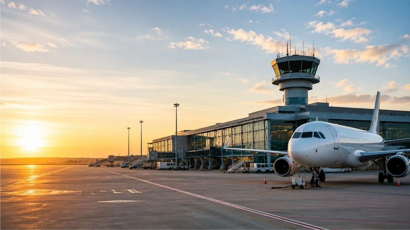 Illustration de l'aéroport de Beauvais au coucher de soleil