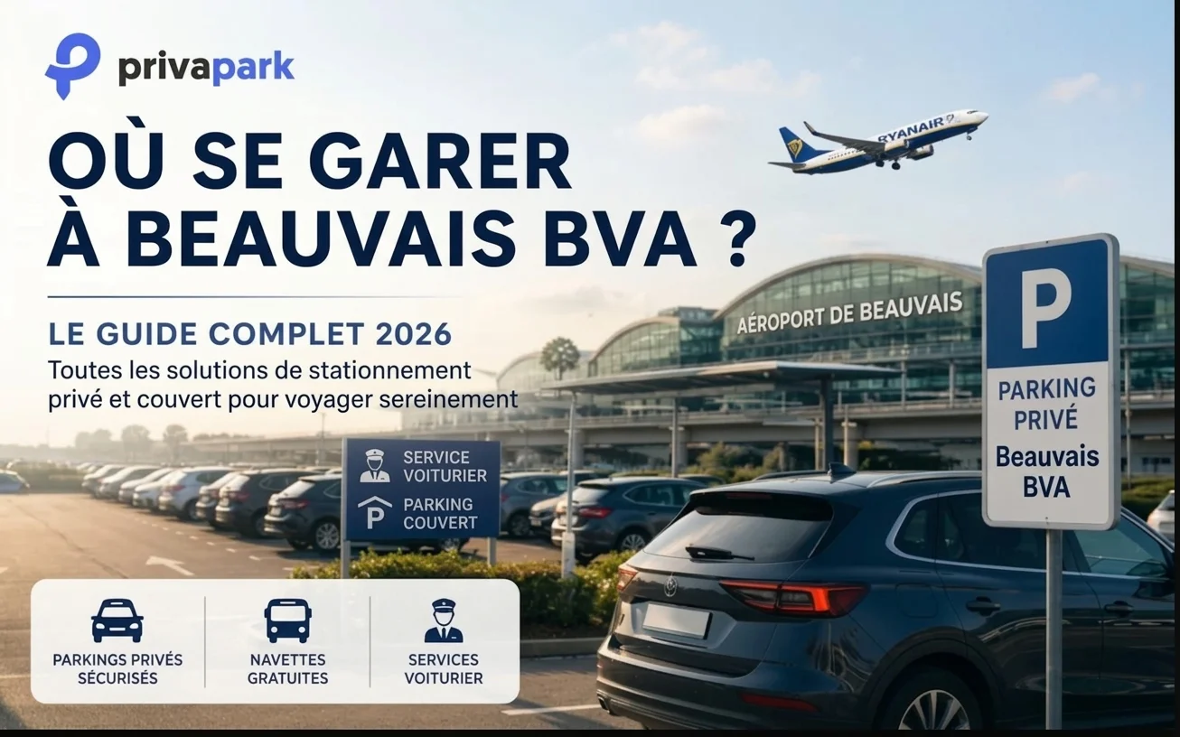 Guide complet 2026 pour savoir où se garer à l'Aéroport de Beauvais BVA (parkings privés sécurisés, navettes gratuites et services voiturier).